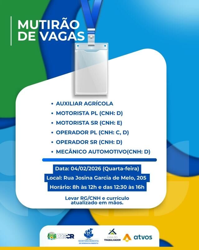 Imagem de compartilhamento para o artigo Mutirão oferece vagas de emprego nesta quarta-feira em Costa Rica da MS Todo dia